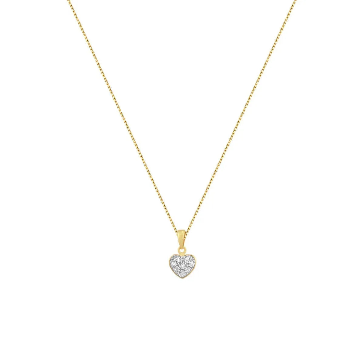 Colar Coração Dourado com Zircônias